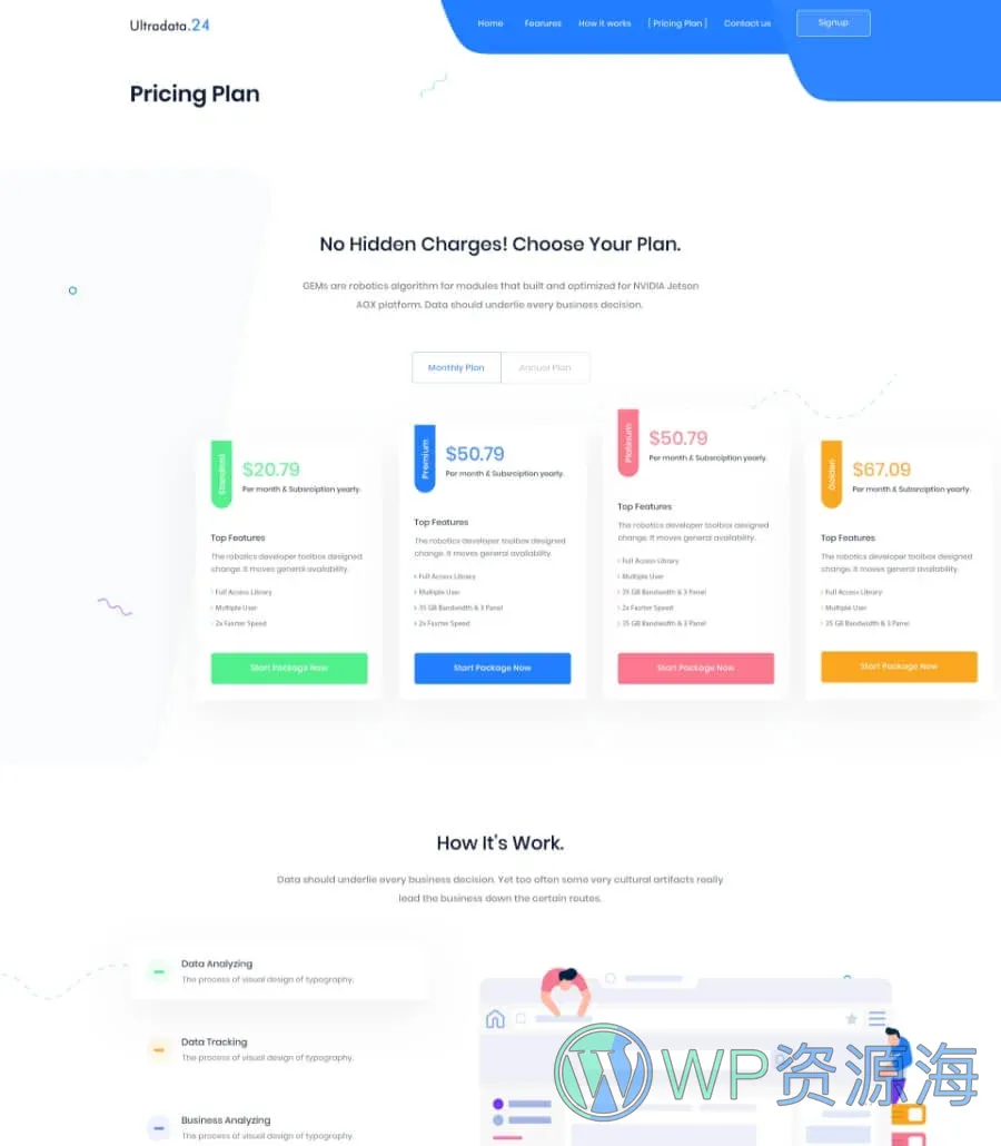 SaaS平台Elementor网站模板_一键导入快速建站插图2-WP资源海 SaaSPeak Pricing Plan