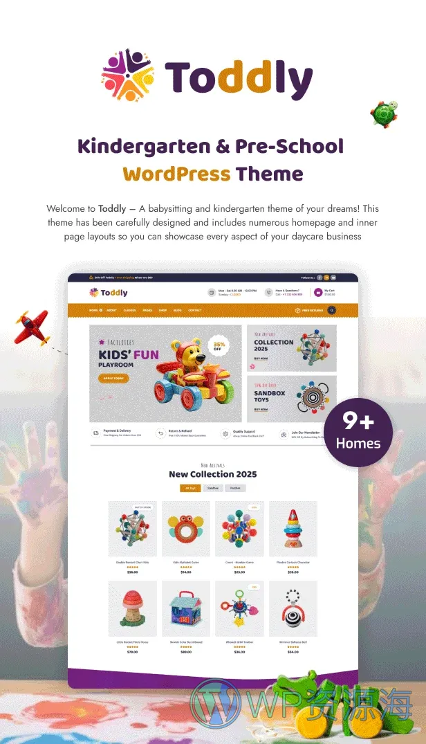 Toddly 幼儿托管网站 WordPress 主题插图2-WP资源海 intro