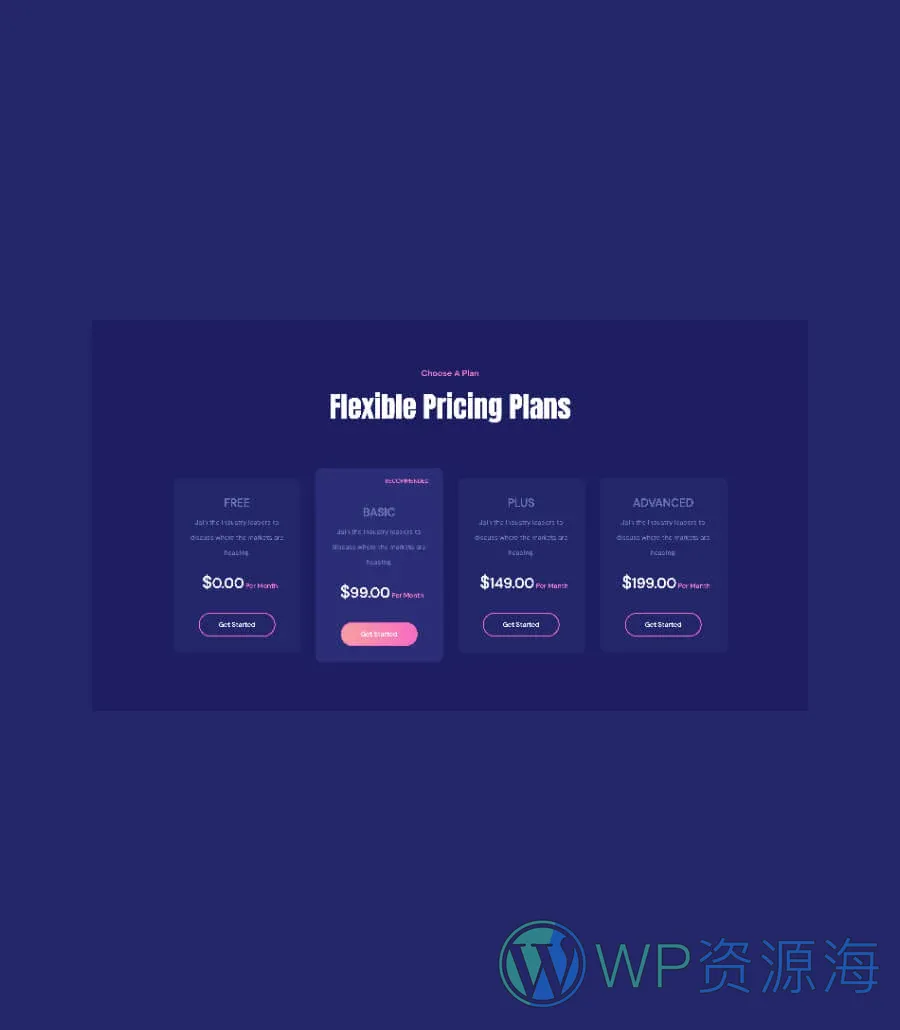 专属 落地页Gutenberg网站模板_一键导入快速建站插图4-WP资源海 CryptoCurrency Pricing Section For Gutenberg