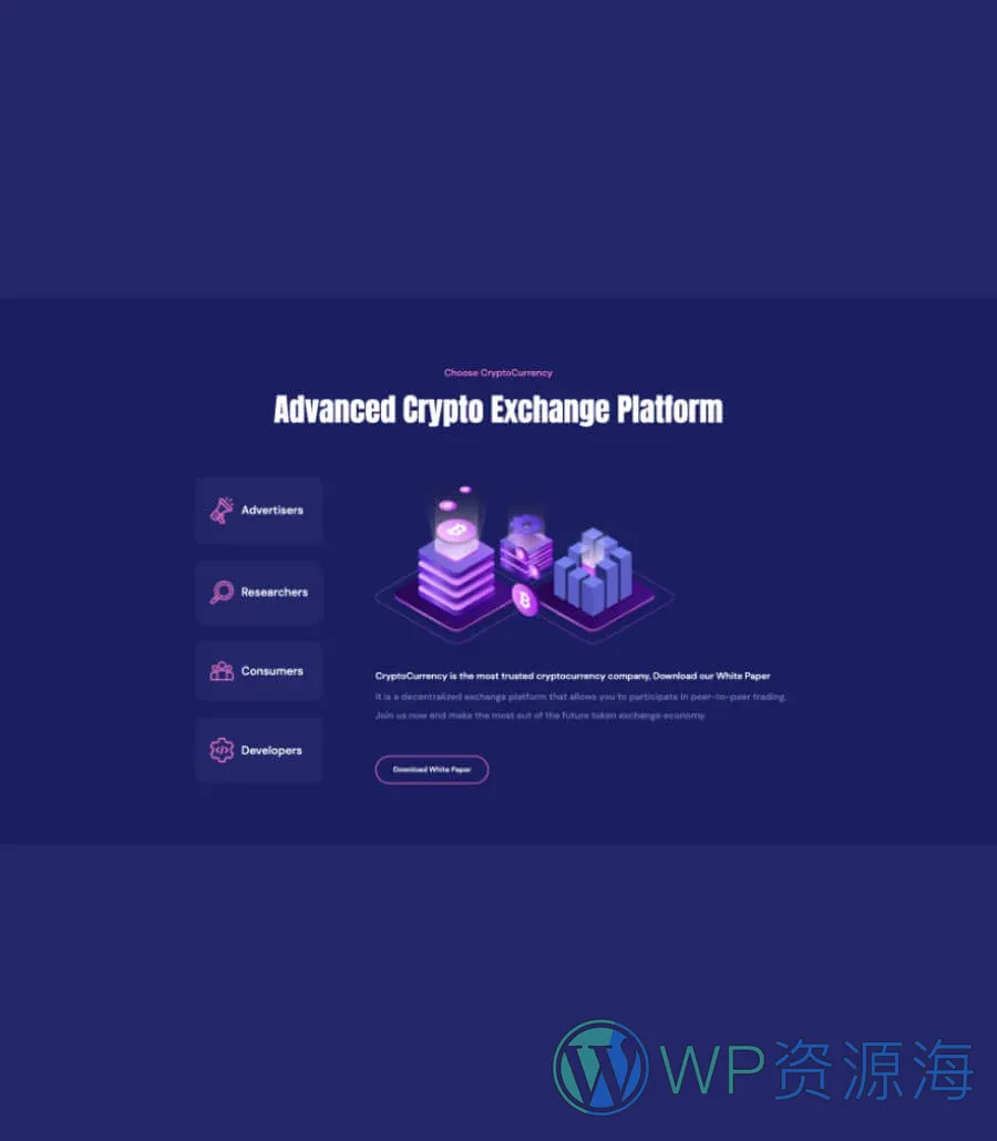 专属 落地页Gutenberg网站模板_一键导入快速建站插图7-WP资源海 CryptoCurrency Features Section For Gutenberg