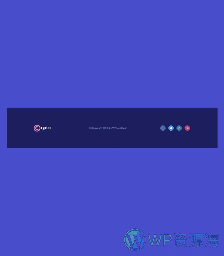 专属 落地页Gutenberg网站模板_一键导入快速建站插图12-WP资源海 CryptoCurrency Footer Section For Gutenberg