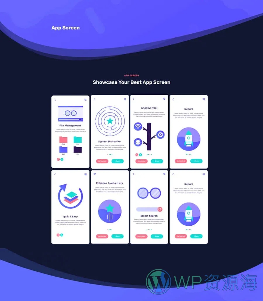 应用落地页Gutenberg网站模板_一键导入快速建站插图4-WP资源海 AppMentor Screenshot Page