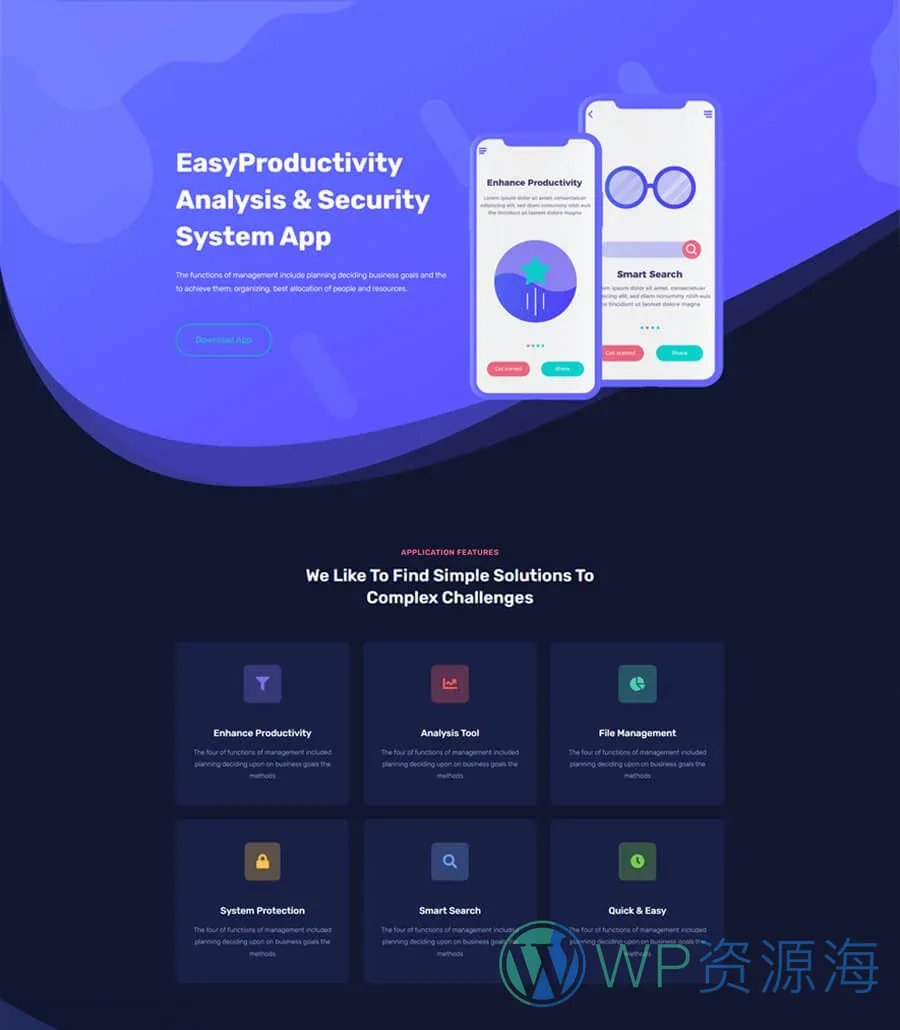 应用落地页Gutenberg网站模板_一键导入快速建站插图1-WP资源海 AppMentor Home Page