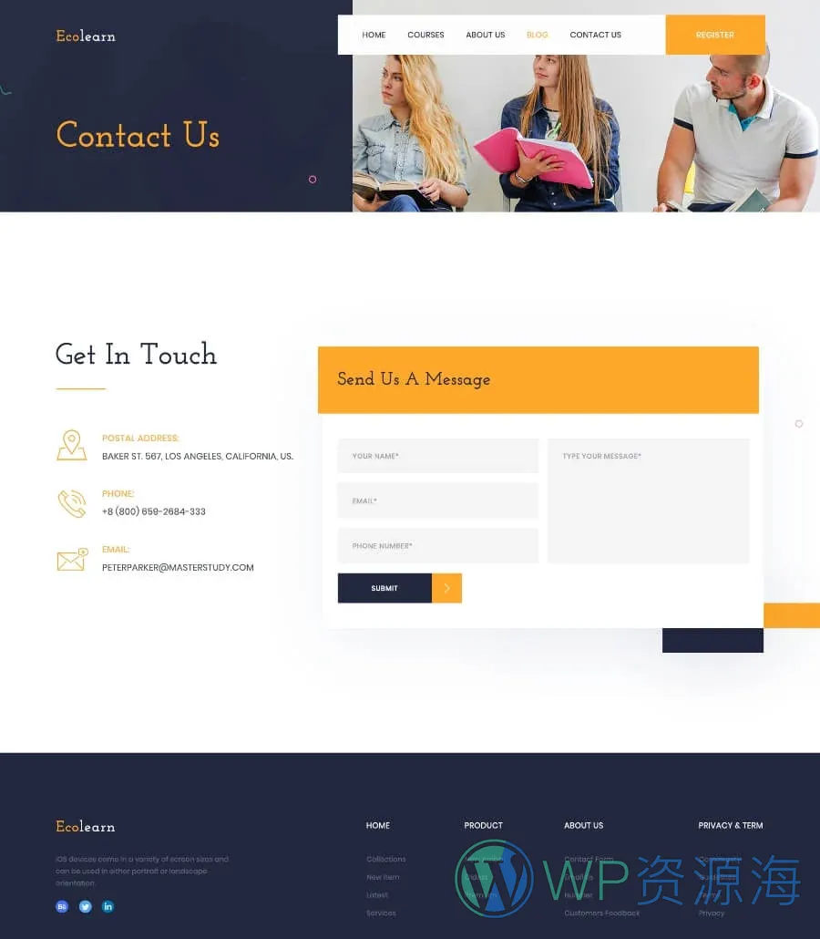 EduBee Education Template Contact
