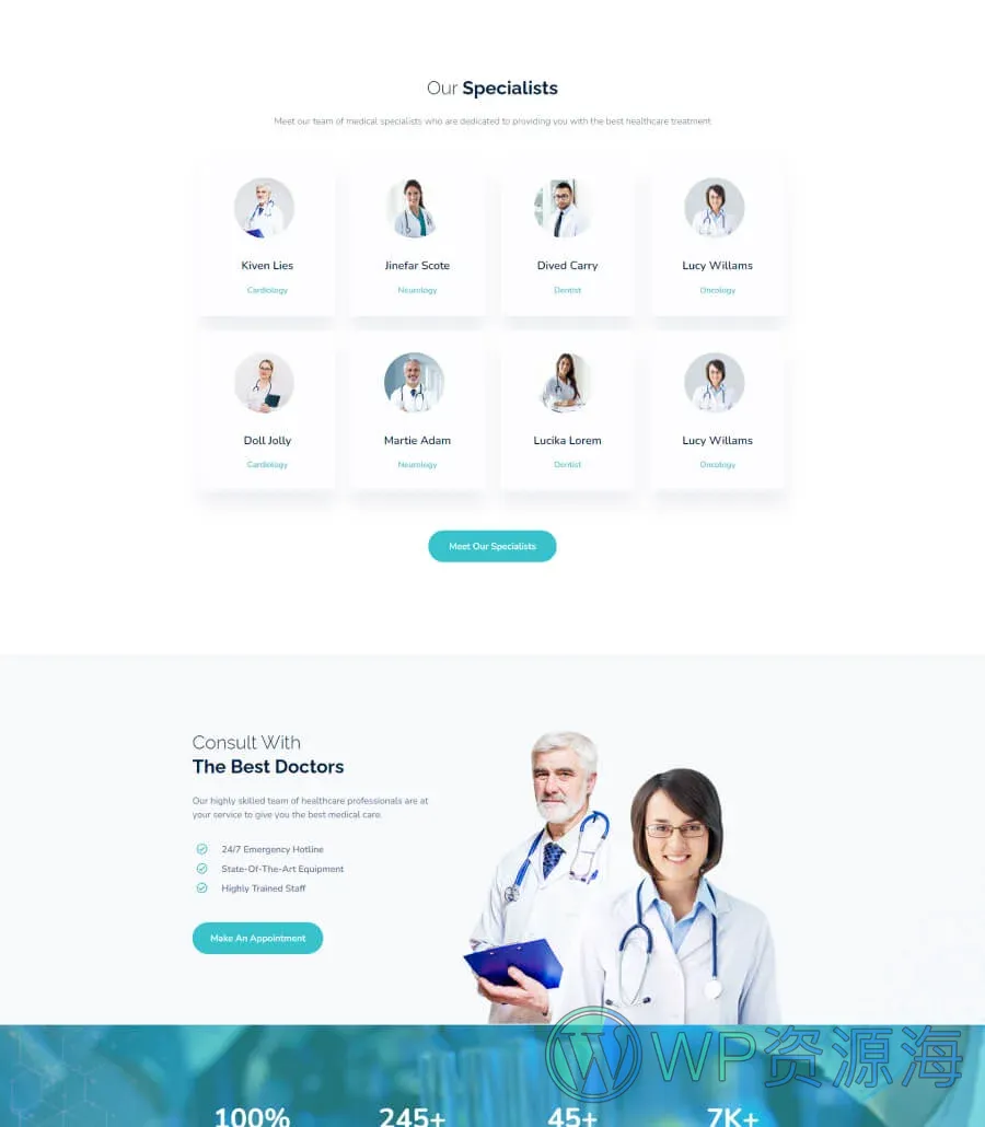 快速建站Gutenberg网站模板_一键导入快速建站插图2-WP资源海 EleHealth Doctor List Page for Gutenberg