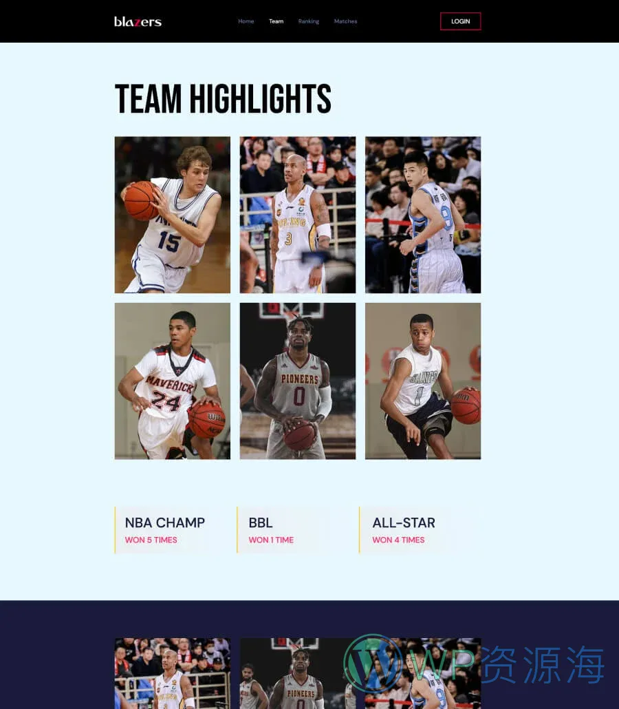 Blazers Team Page For Gutenberg