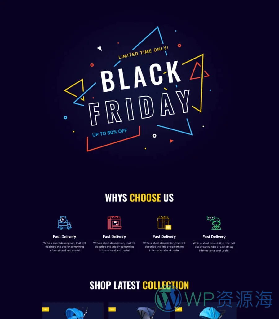 黑五促销专用Gutenberg网站模板_一键导入快速建站插图1-WP资源海 BFriday - Black Friday Landing Page For Gutenberg