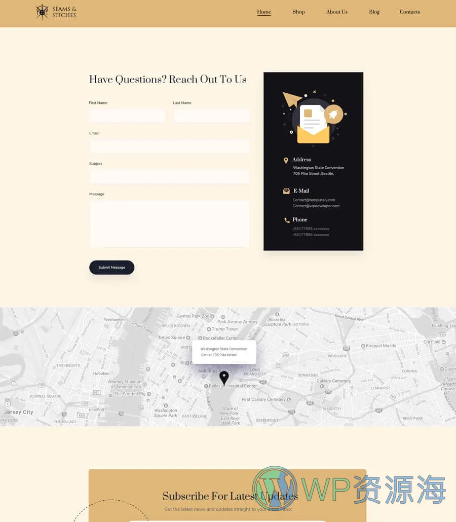 Seam & Stitches Contact Page