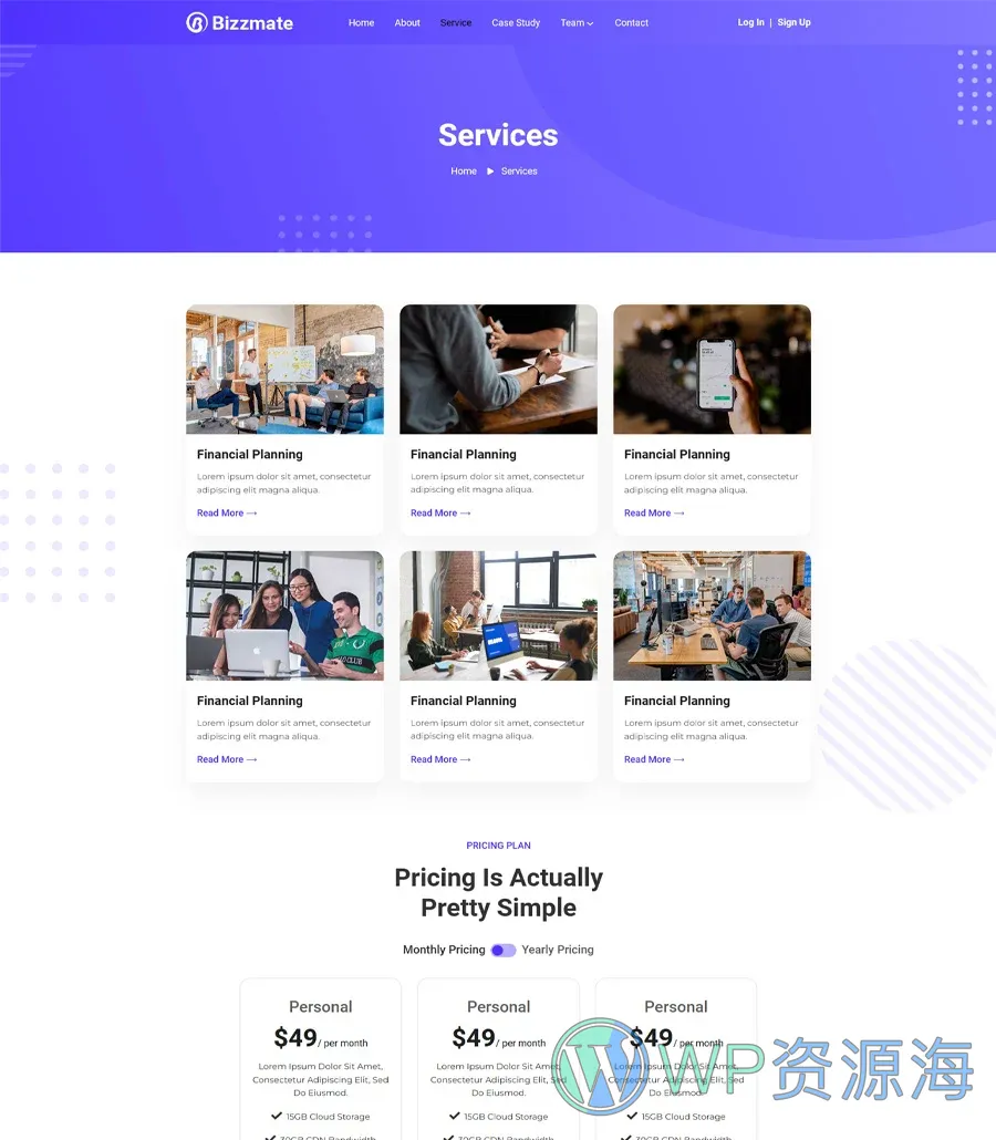 机构Gutenberg网站模板_一键导入快速建站插图2-WP资源海 Bizzmate Service Page For Gutenberg