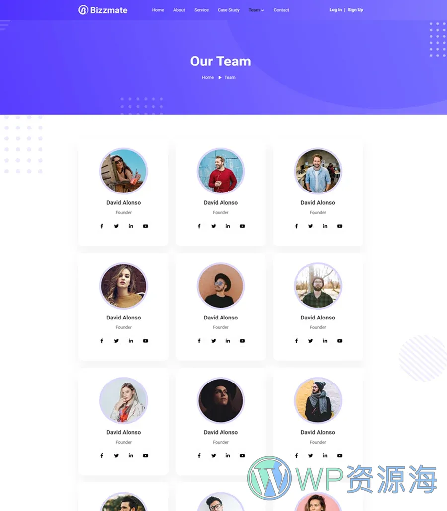 机构Gutenberg网站模板_一键导入快速建站插图6-WP资源海 Bizzmate Team Page For Gutenberg