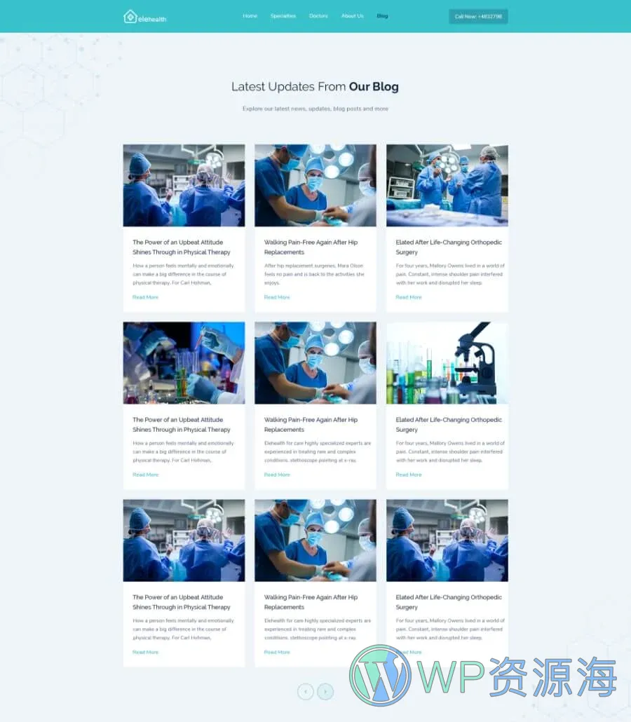 医疗健康 ( 版Elementor网站模板_一键导入快速建站插图2-WP资源海 EleHealth Website Template Blog Page
