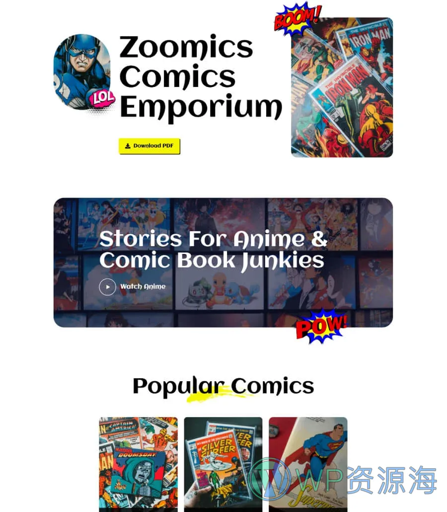 Zoomics Home Page For Gutenberg