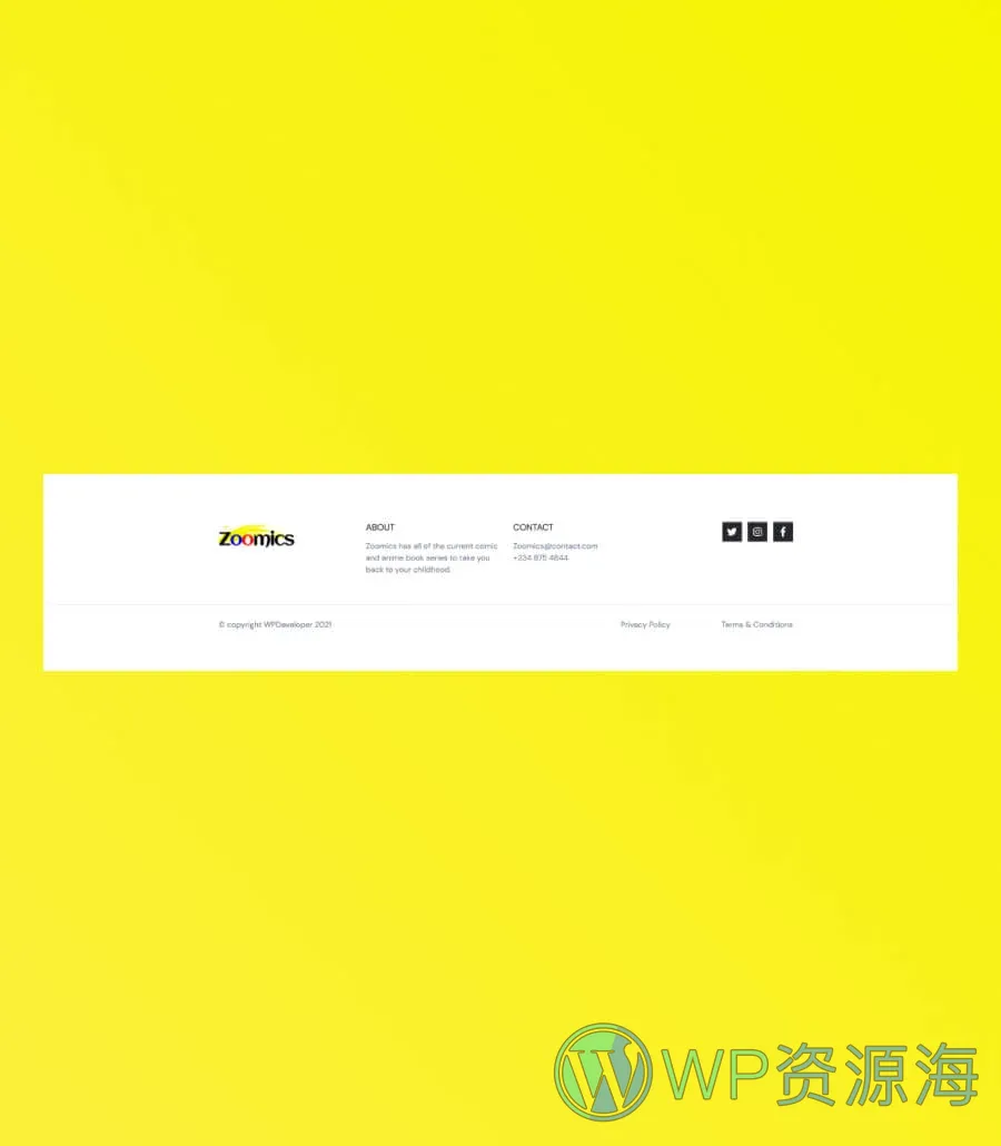 Zoomics Footer Section For Gutenberg