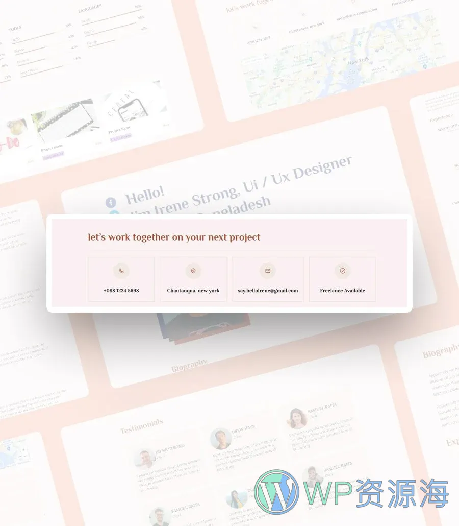 快速建站Gutenberg网站模板_一键导入快速建站插图3-WP资源海 CV Yoda Next Project Section For Gutenberg