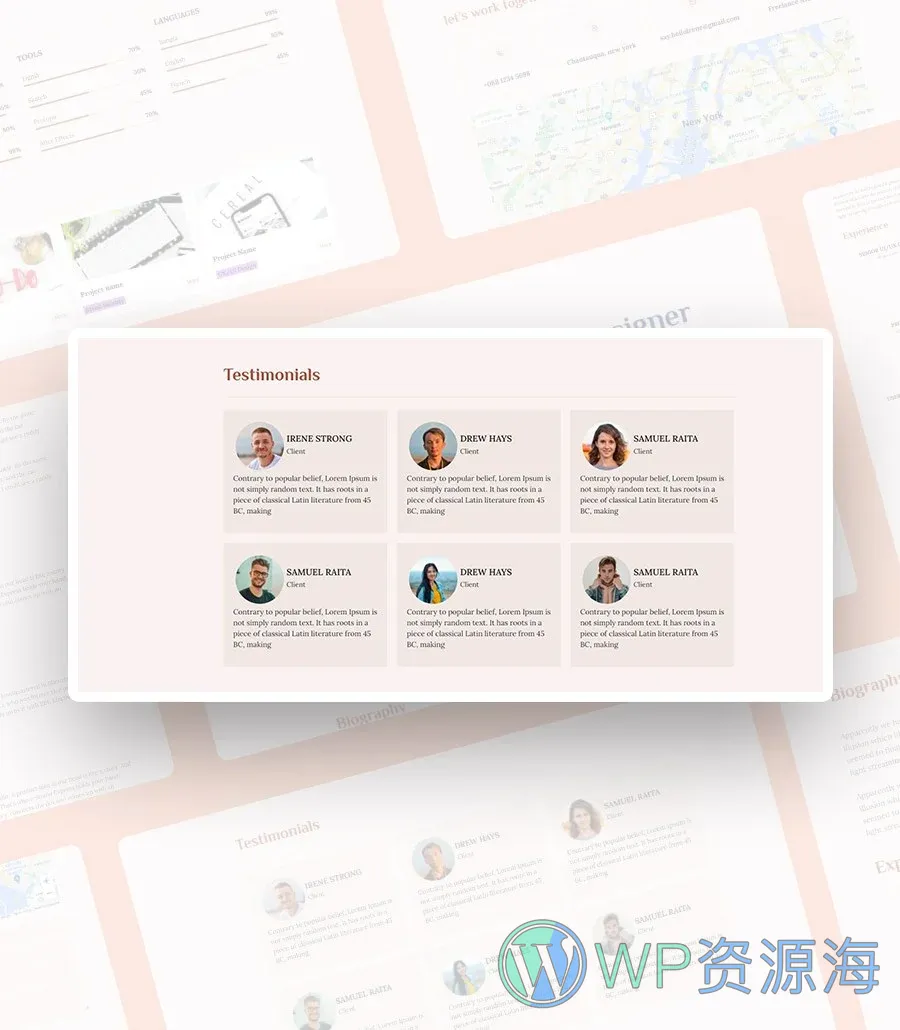 快速建站Gutenberg网站模板_一键导入快速建站插图4-WP资源海 CV Yoda Testimonial Section For Gutenberg