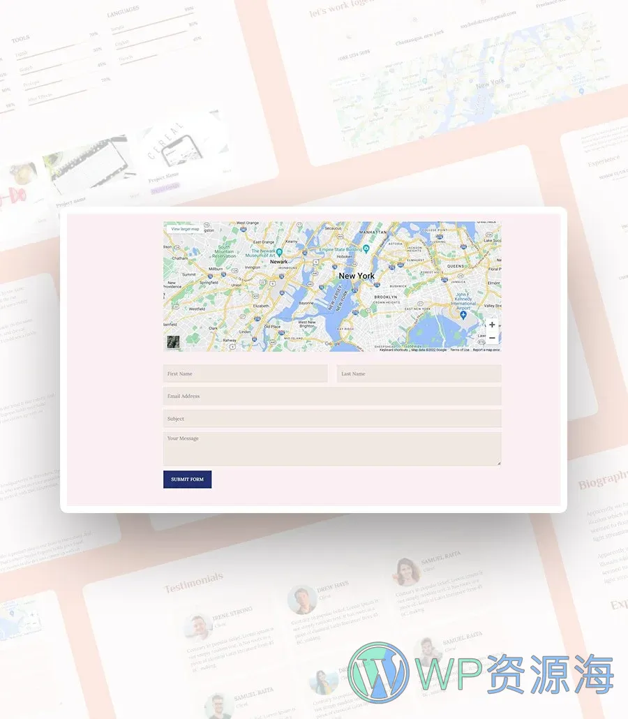 快速建站Gutenberg网站模板_一键导入快速建站插图5-WP资源海 CV Yoda Contact Section For Gutenberg