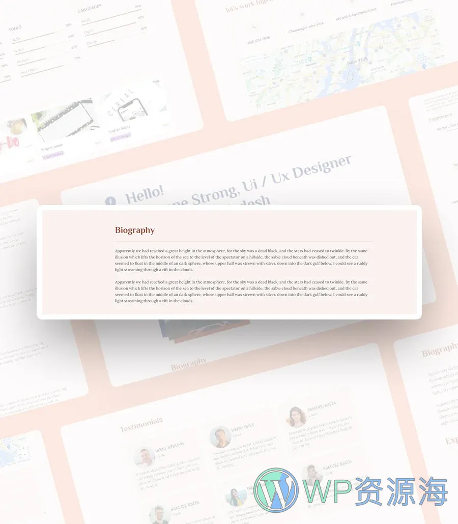 快速建站Gutenberg网站模板_一键导入快速建站插图6-WP资源海 CV Yoda Biography Section For Gutenberg