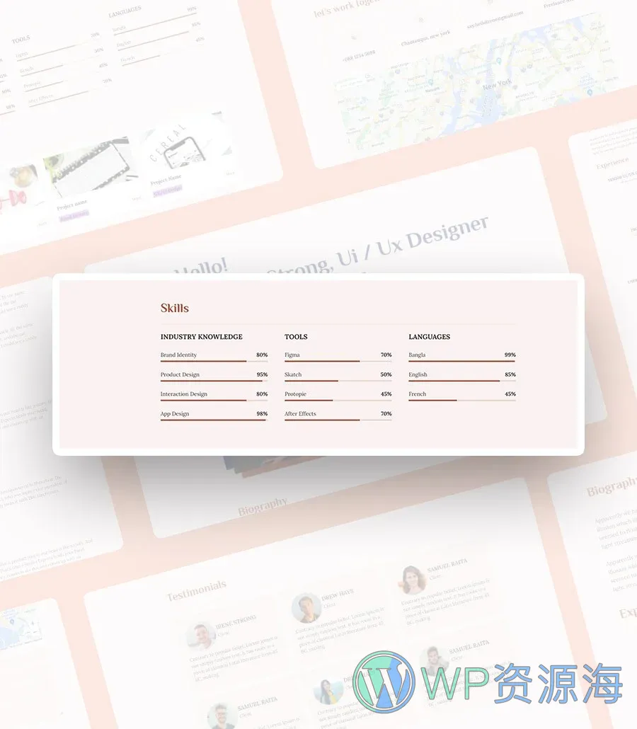 快速建站Gutenberg网站模板_一键导入快速建站插图8-WP资源海 CV Yoda Skills Section For Gutenberg