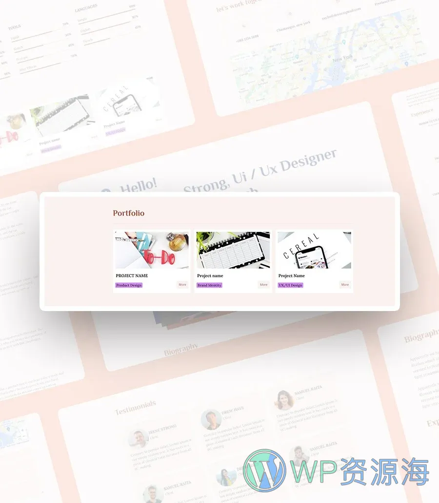 快速建站Gutenberg网站模板_一键导入快速建站插图9-WP资源海 CV Yoda Portfolio Section For Gutenberg