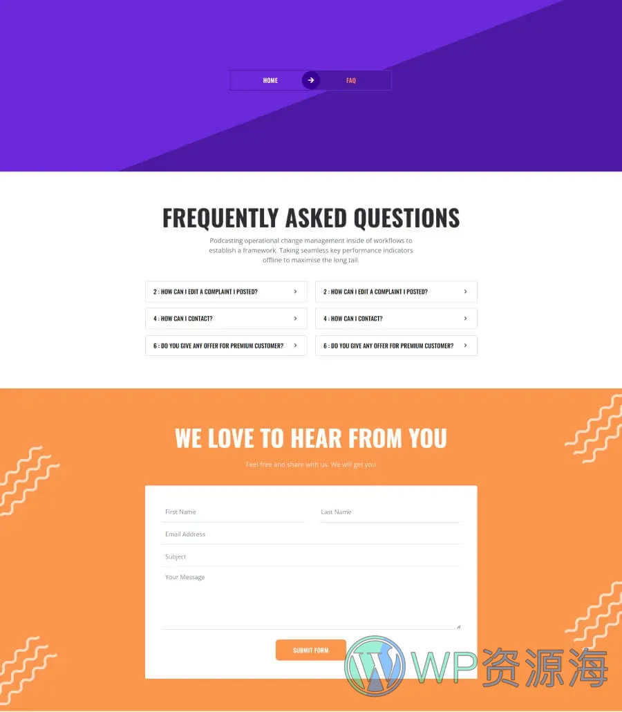 商业咨询Gutenberg网站模板_一键导入快速建站插图8-WP资源海 Smith Consulting FAQ Page For Gutenberg