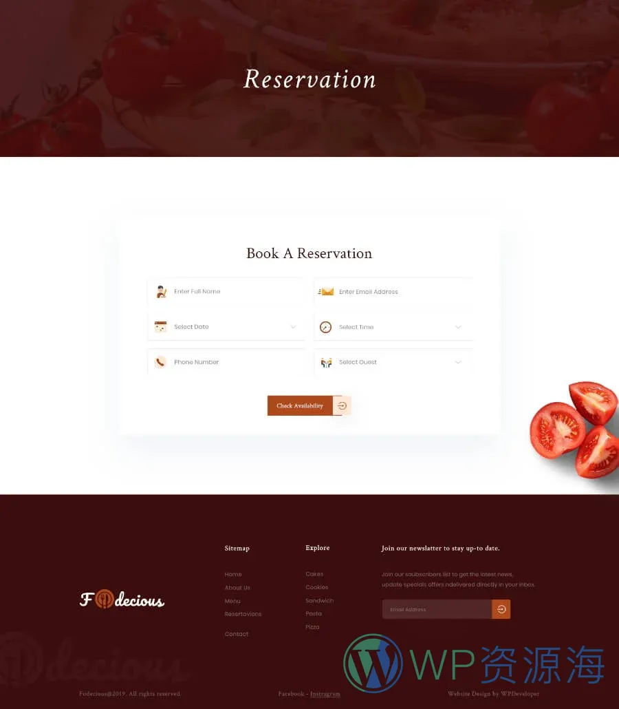 餐饮Elementor网站模板_一键导入快速建站插图5-WP资源海 Foodiecious Reservation