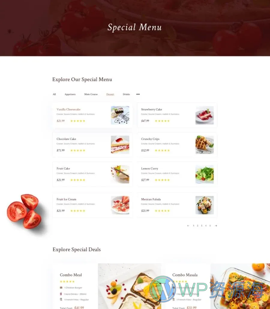 餐饮Elementor网站模板_一键导入快速建站插图4-WP资源海 Foodiecious Menu
