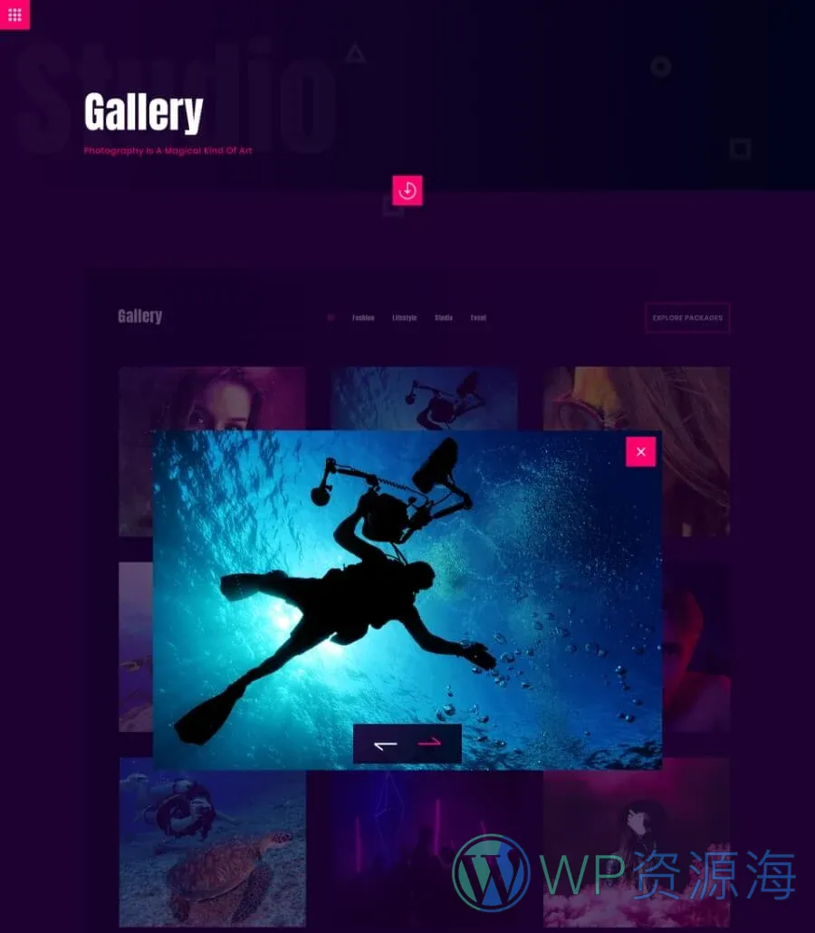 摄影Elementor网站模板_一键导入快速建站插图6-WP资源海 PhotoSpark Gallery