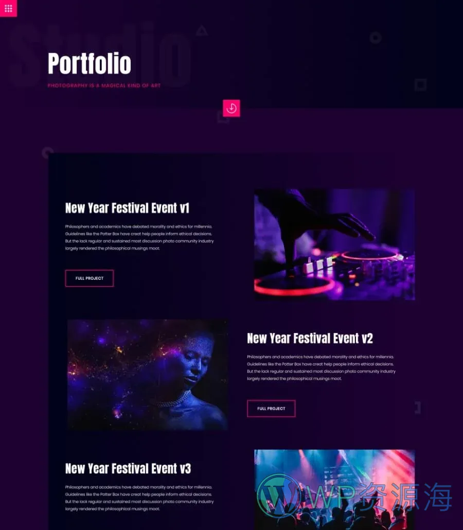 摄影Elementor网站模板_一键导入快速建站插图7-WP资源海 PhotoSpark Portfolio