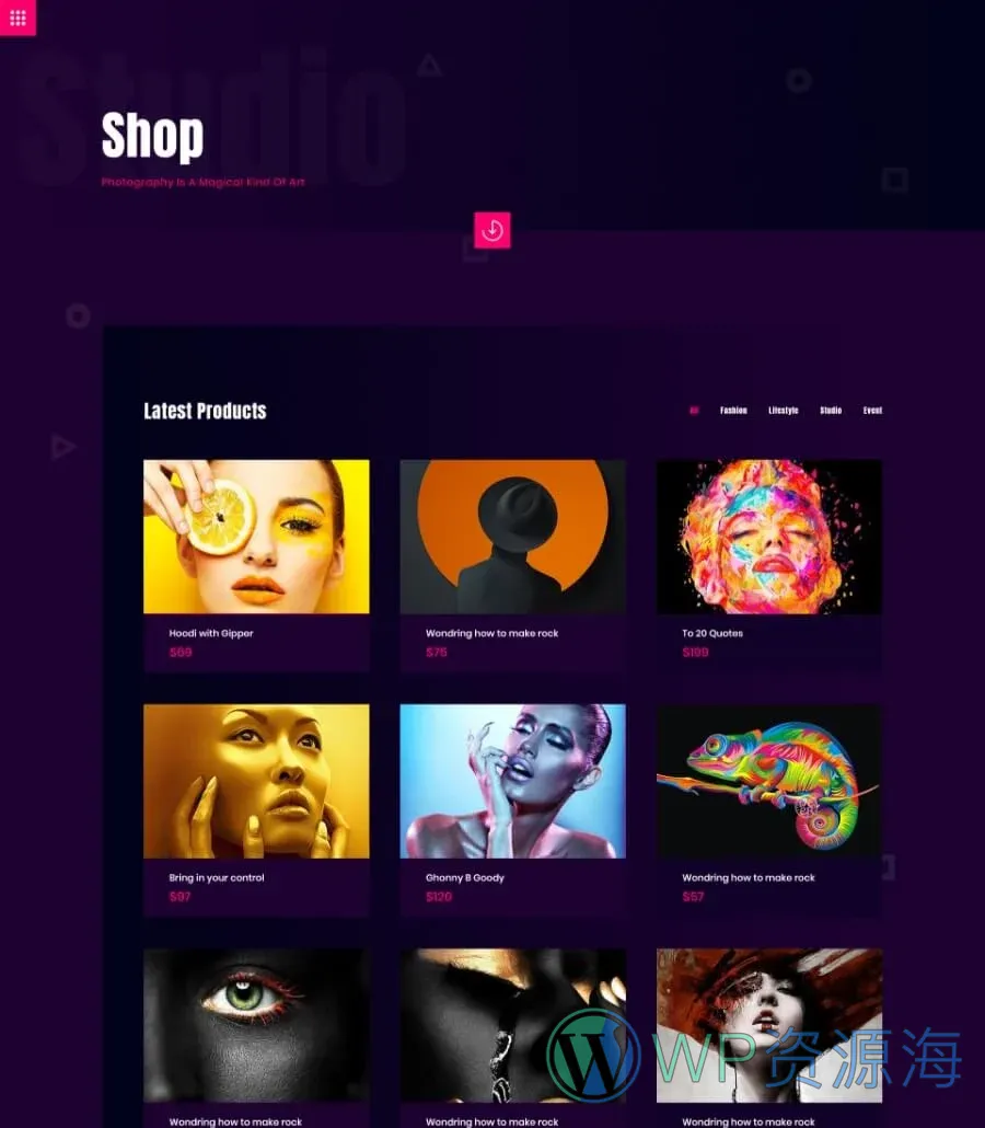 摄影Elementor网站模板_一键导入快速建站插图8-WP资源海 PhotoSpark Shop