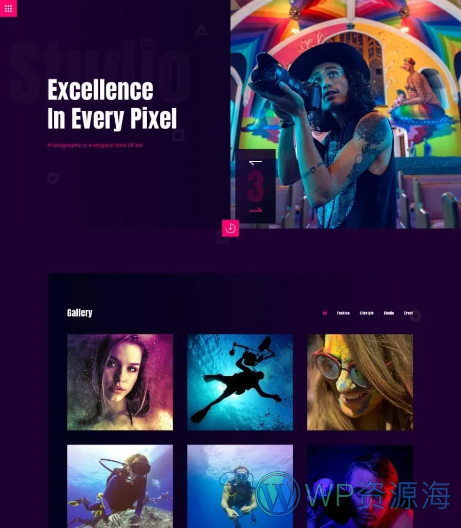 摄影Elementor网站模板_一键导入快速建站插图10-WP资源海 PhotoSpark Header