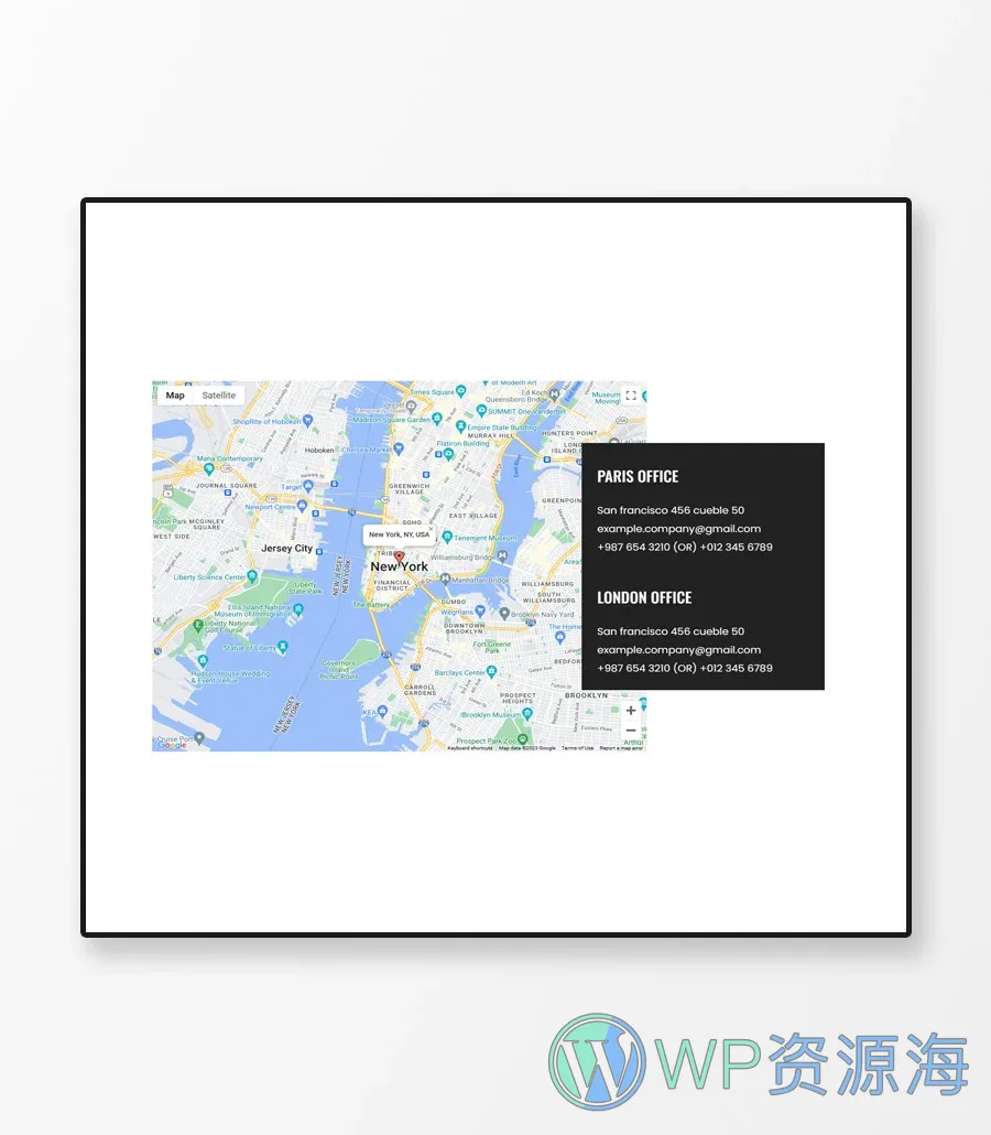 机构Gutenberg网站模板_一键导入快速建站插图7-WP资源海 Fashion and Modeling Contact Info Section For Gutenberg