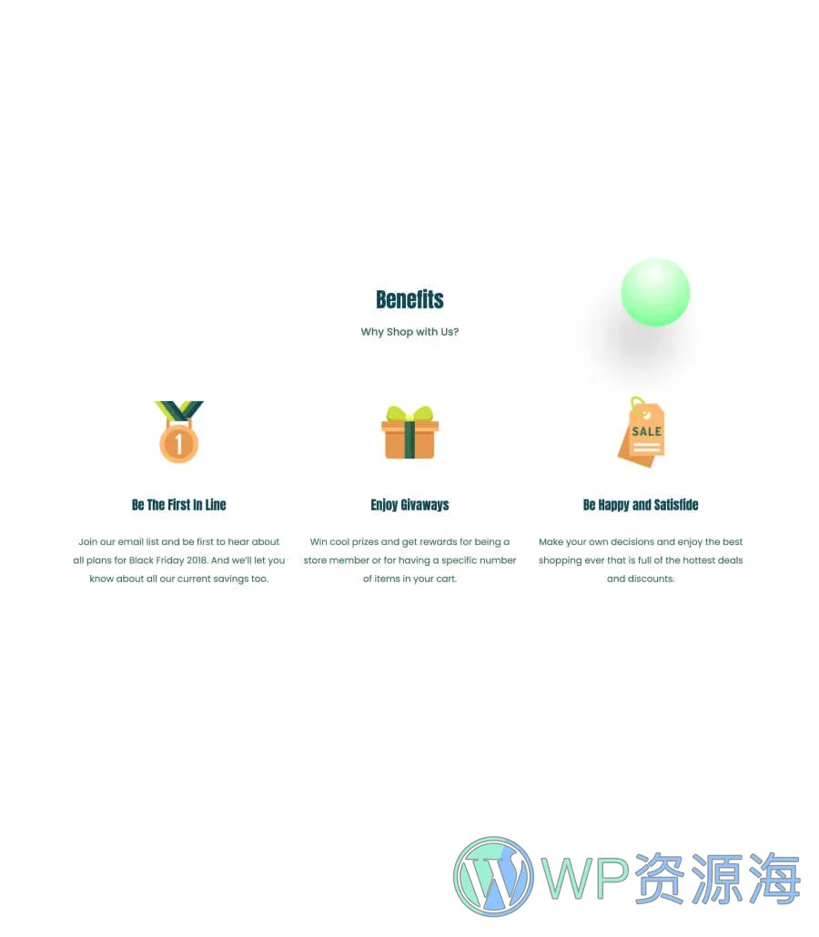 网络星期一促销Gutenberg网站模板_一键导入快速建站插图6-WP资源海 CyberCred Benefits Section For Gutenberg