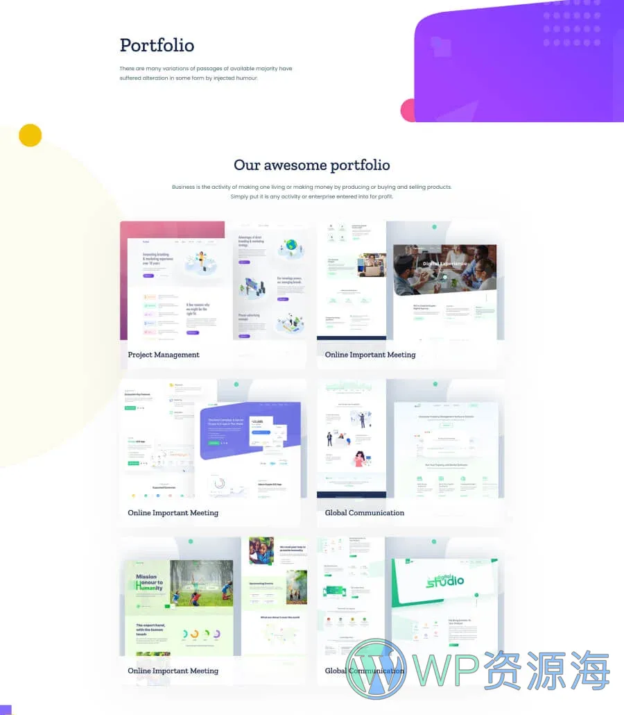 机构Gutenberg网站模板_一键导入快速建站插图9-WP资源海 Unigency Portfolio Page Lite For Gutenberg