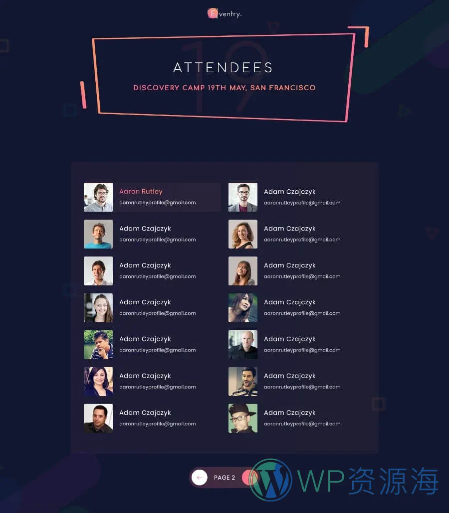 快速建站Elementor网站模板_一键导入快速建站插图5-WP资源海 EventGree Event Template Attendees