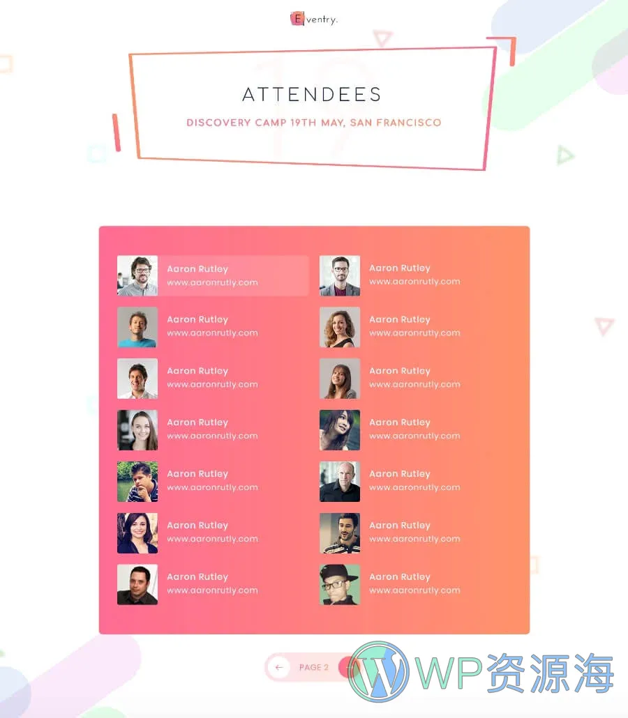 快速建站Elementor网站模板_一键导入快速建站插图10-WP资源海 EventGree Event Template Attendees Lite
