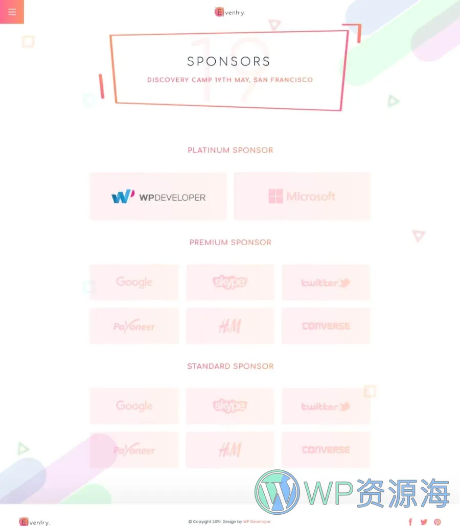 快速建站Elementor网站模板_一键导入快速建站插图12-WP资源海 EventGree Event Template Sponsor Lite
