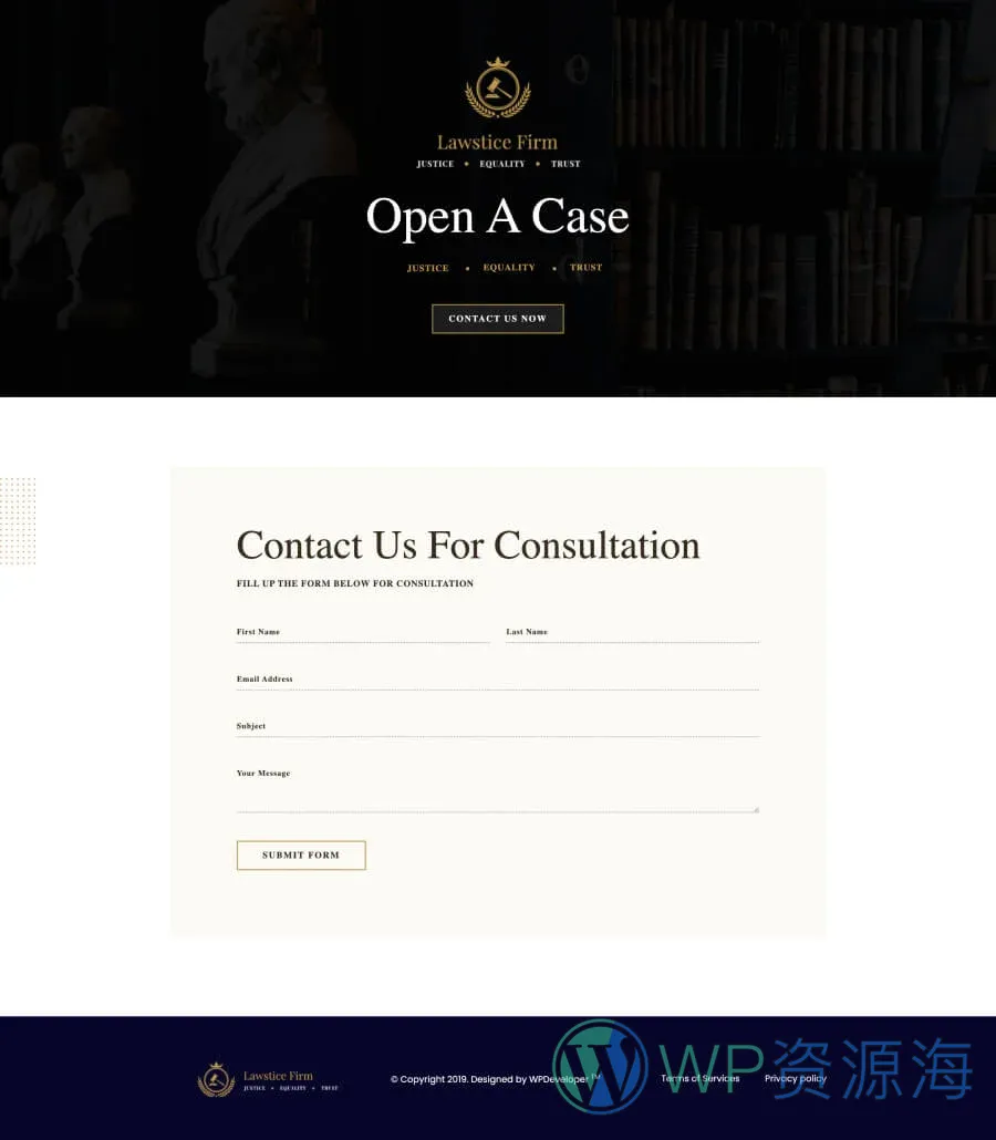 律所整站Gutenberg网站模板_一键导入快速建站插图3-WP资源海 Lawstice Contact Page For Gutenberg