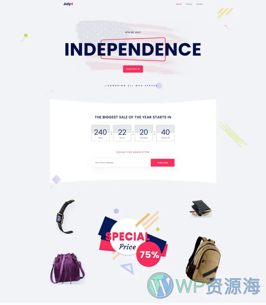 July4 Landing Page For Gutenberg
