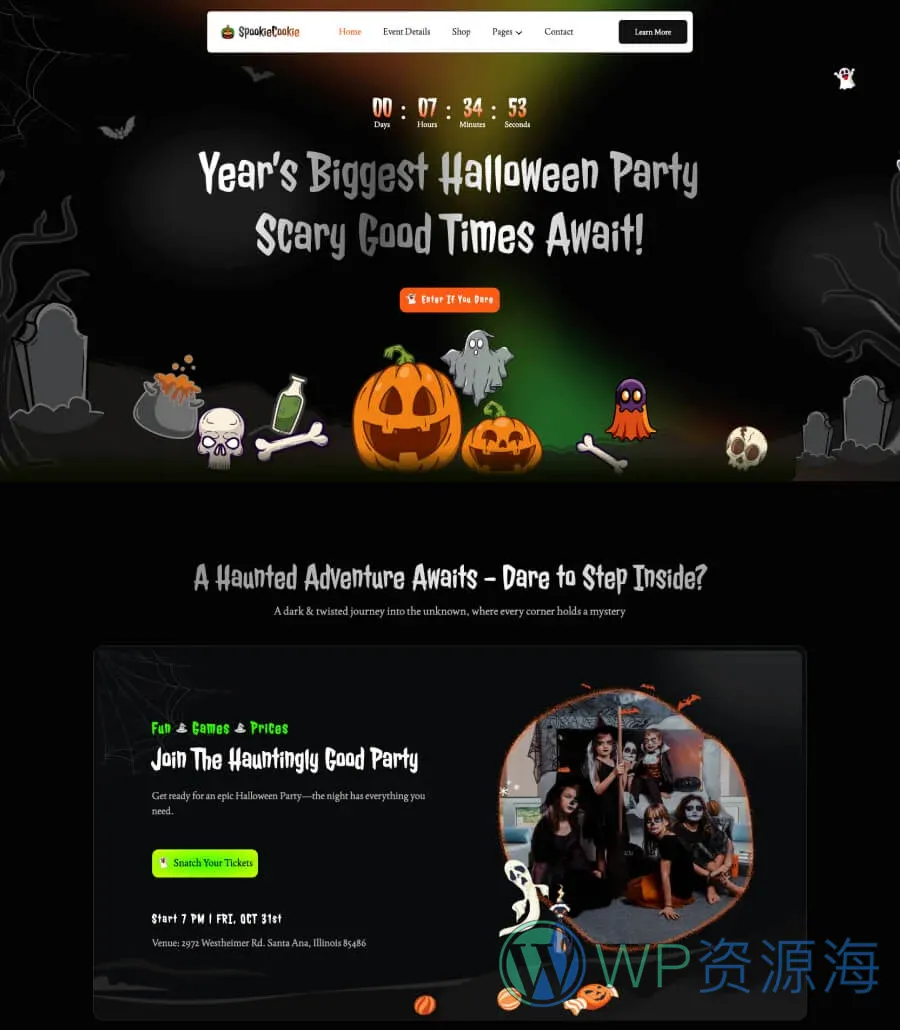 SpookieCookie Landing Page Gutenberg