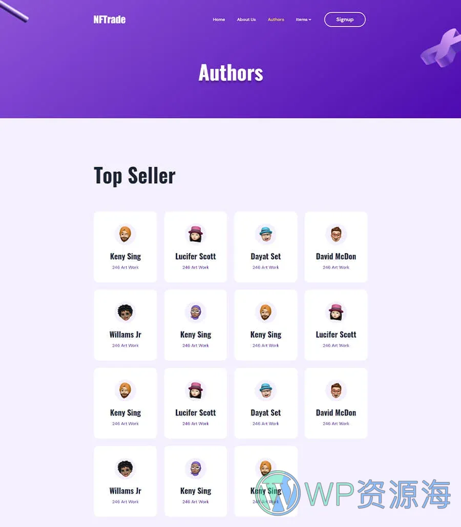 NFTrade Authors Page