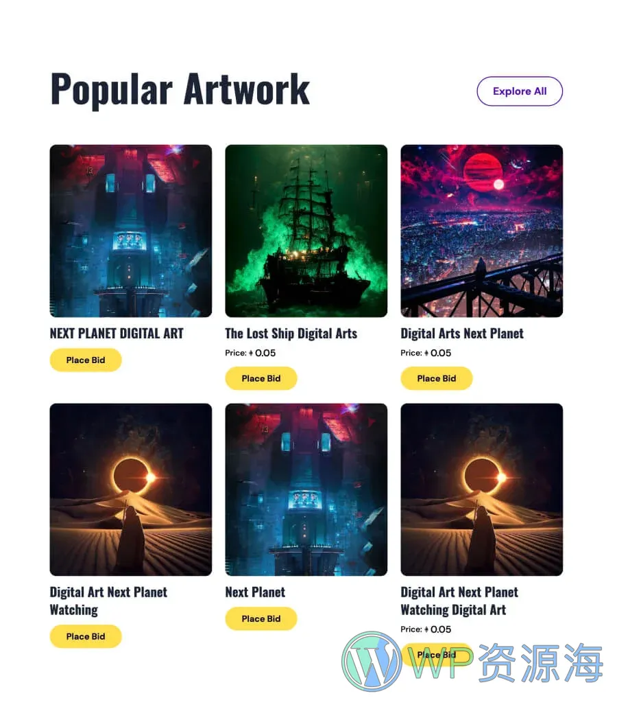 NFTrade Popular Section For Gutenberg