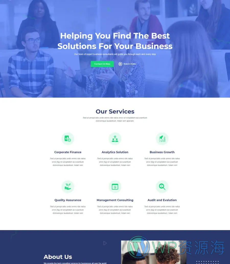 商业咨询Gutenberg网站模板_一键导入快速建站插图2-WP资源海 BusinessCube Home Page 1 For Gutenberg
