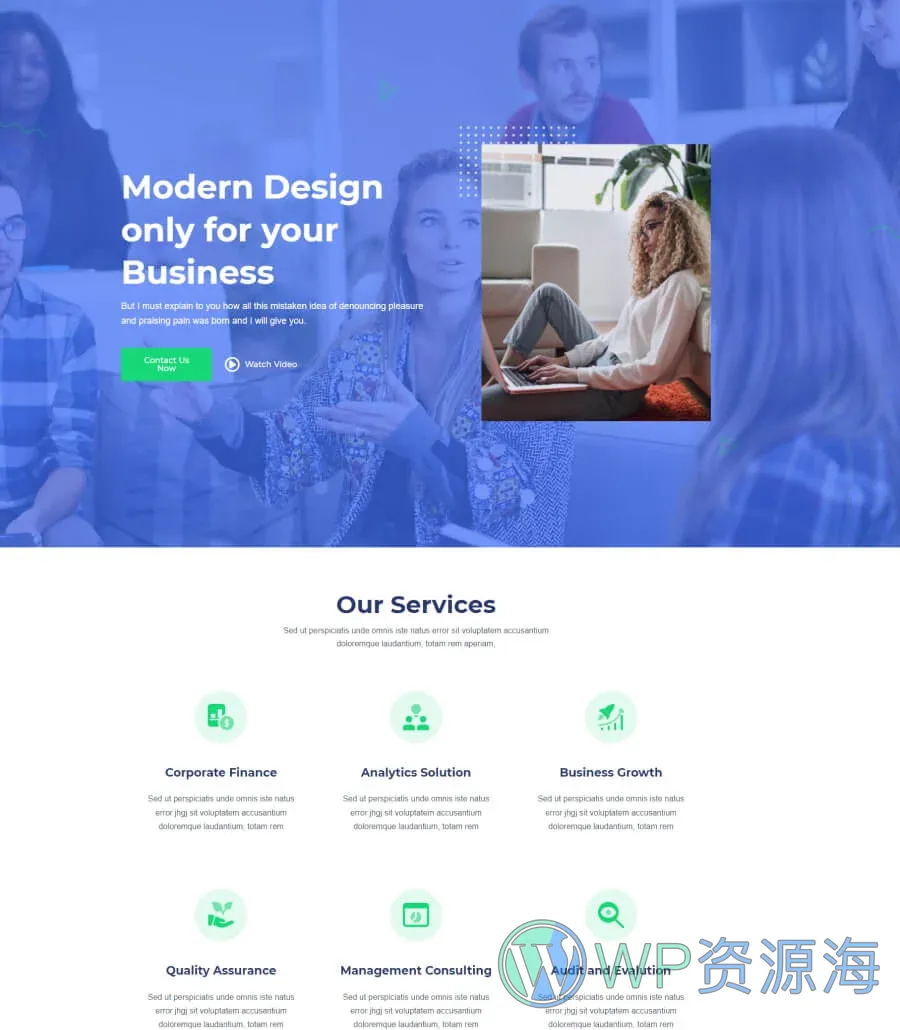 商业咨询Gutenberg网站模板_一键导入快速建站插图1-WP资源海 BusinessCube Home Page 2 For Gutenberg