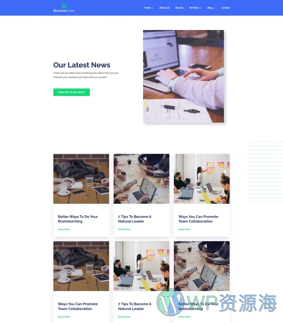 商业咨询Gutenberg网站模板_一键导入快速建站插图5-WP资源海 BusinessCube Blog Page Gutenberg V1