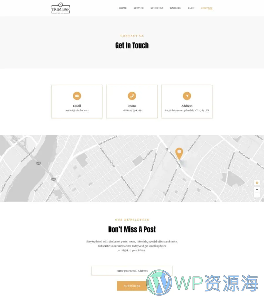 理发店Elementor网站模板_一键导入快速建站插图2-WP资源海 Trim Bar Contact Page
