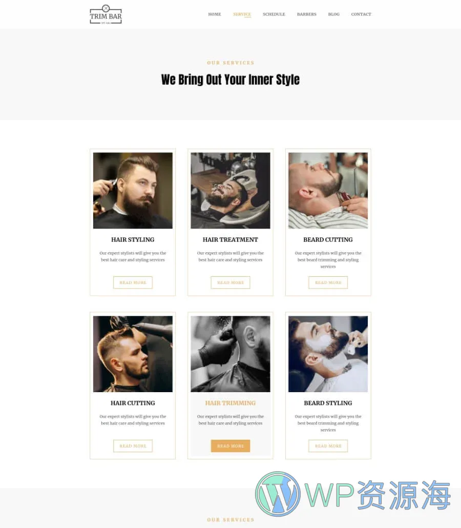 理发店Elementor网站模板_一键导入快速建站插图5-WP资源海 Trim Bar Services Page