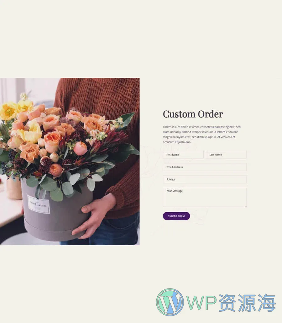 花店Gutenberg网站模板_一键导入快速建站插图8-WP资源海 Blossom Contact Section For Gutenberg