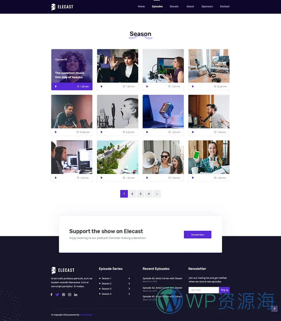 播客Elementor网站模板_一键导入快速建站插图7-WP资源海 EleCast Seasons Page