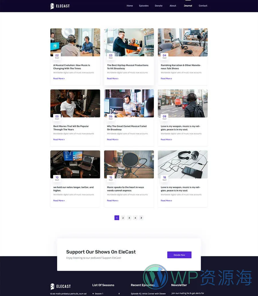 播客Elementor网站模板_一键导入快速建站插图8-WP资源海 EleCast Journal Page