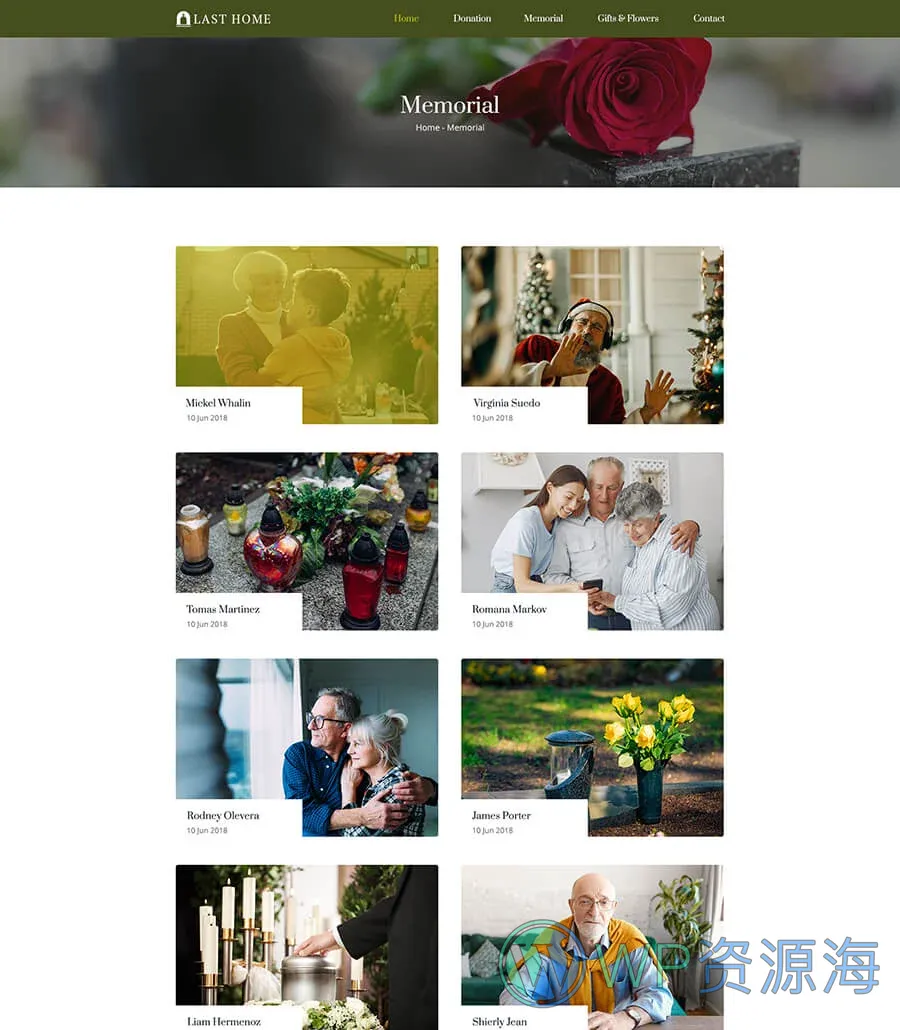 殡仪服务Elementor网站模板_一键导入快速建站插图2-WP资源海 Last Home Memorial Page